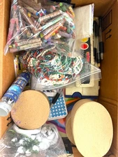 Box of Mix Arts And Crafts Supplies, Lot includes New and Used items