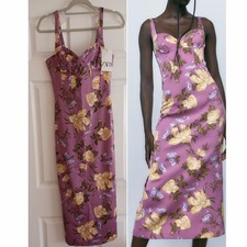 Brand New with Tags - ZARA Satin Floral Corset Midi Dress  Purple Sz Small