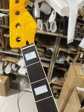 P Bass Yellow 20fret Rosewood flame maple Electric Bass Neck White block inlay