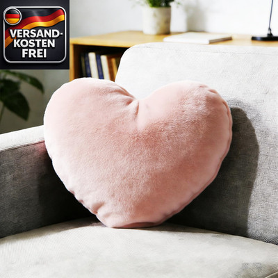 Herzkissen Kuschelkissen 40x35 cm weiches Plüsch, romantisch für Sofa Bett & Ges