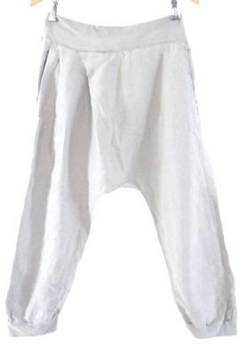 Haremshose Lagenlook Arty European Culture 100% Leinen hellgrau Y2K Gr. L