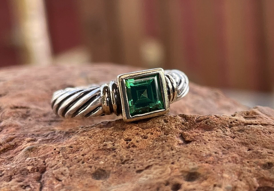 Anillo Cable Tsavorita David Yurman 925 Oro Amarillo 14k Talla 5.5 Foto 3 de 4