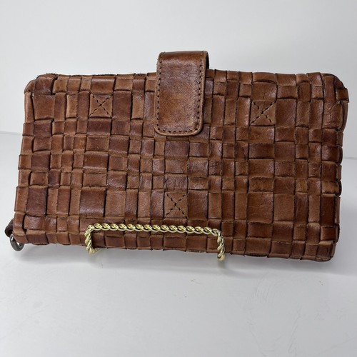 Vilenca Holland Women's Brown Leather Bi-fold Wristlet Wallet EUC
