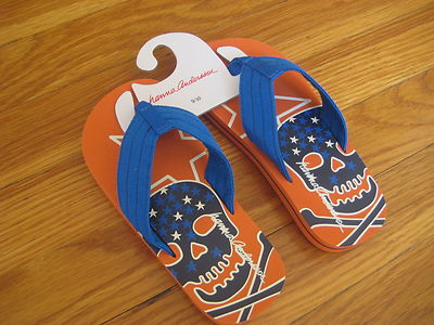 NWT Hanna Andersson blue orange Pirate FLIP FLOPS 10 striped