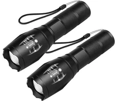 BEACON Handheld Flashlight High Lumens, Zoomable, 5 Modes, 2 Pack