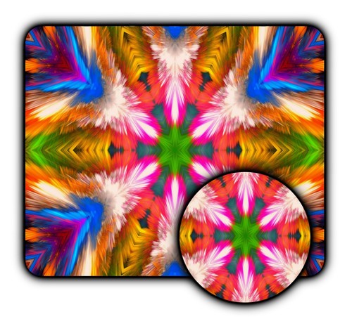 Colorful Feather Design - Mouse Pad + Coaster -1/4" Rubber Mat -Great Gift Idea