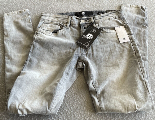 Jordan Craig- Ross Mens 30/32 Light Grey Skinny Denim Jeans With Ripped Knees - Picture 2 of 6