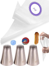 Churro Piping Tips and Bags Set,Extra Large Piping Tips 9FT for Eclair &Star wit