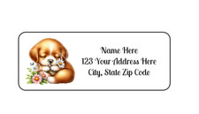 30 Adorable Sleeping Dog PERSONALIZED RETURN ADDRESS LABELS 1 in X 2 5/8 GLOSSY