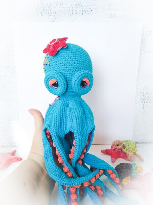 Amigurumi Octopus crochet toy Gift blue stuffed animal decor sea style handmade