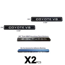 2pc Interceptor Coyote V8 Emblems Badges Fits Ford Mustang F150 XLT Lariat Truck