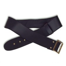 Santa Belt Black Leatherette Grommeted Belt W/ Gold Metal Buckle