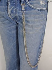 Men Silver Metal Long Thick Links Motorcycle Wallet Chain KeyChain Punk Rocker