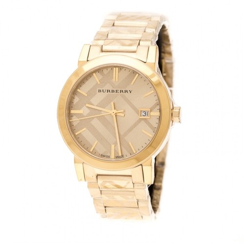 NEW BURBERRY THE CITY BU9038 GOLD/CHAMPAGNE CHECK MEN WOMEN UNISEX QUARTZ WATCH - Picture 3 of 7