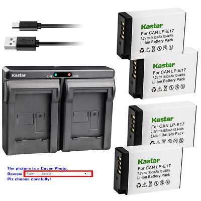 Kastar Battery Slim Dual Charger for Canon LP-E17 LPE17 Canon EOS 800D Rebel SL2
