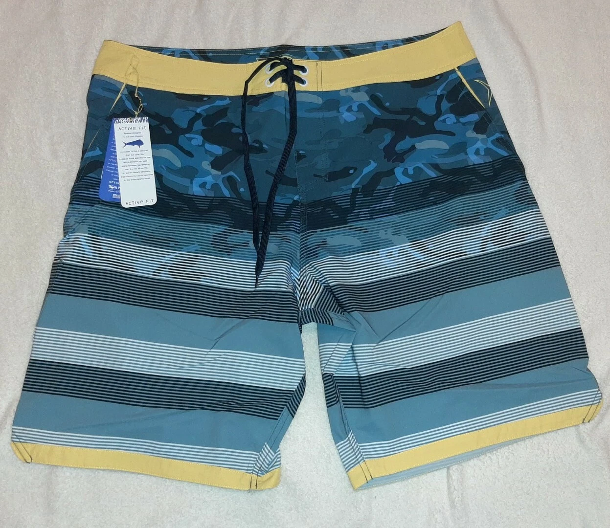 NWT Size 40 🦈 AFTCO Stingray Blue Fishing Board Swim Shorts
