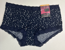 Maidenform One Fabulous Fit Boyshort Panties 40760 S/5 Navy Blue Star Lace NEW