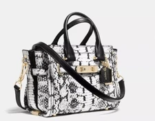 Coach Swagger Exotic Python Print Crossbody Black White EUC 37187 Purse