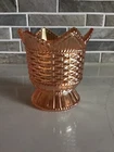 Fenton Carnival Glass Marigold Basket Weave Footed Vase / Bowl Six Point Rim.