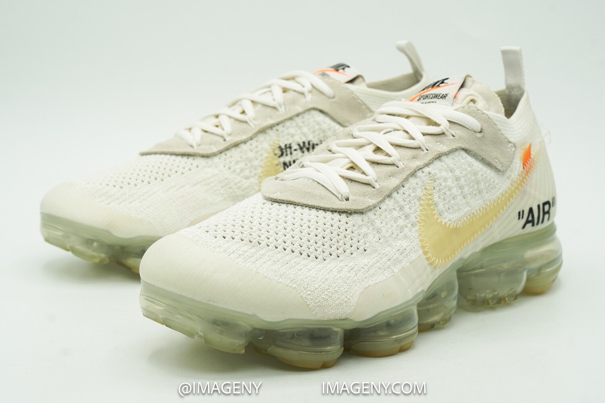NIKE AIR VAPORMAX USED SIZE 9 OFF WHITE BLACK TOTAL ORANGE AA3831