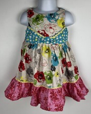 Jelly The Pug Pink Glitter Confetti Floral Bow Girls Dress Size 2 2T