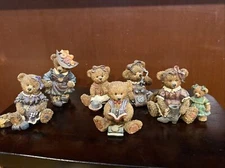 Lot Of 6 “Nose”talgic Teddy Bear Figurines Resin 3-4.5" Flowers Girls Boys