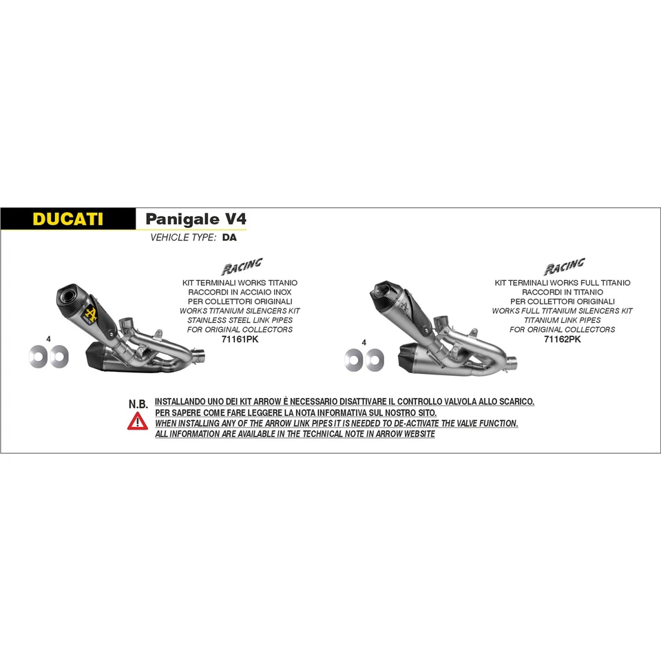 KIT ESCAPE ARROW PARA DUCATI PANIGALE V4 2018 > 2022 WORKS TITANIO CARBY RT - Imagen 4 de 4