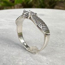 Handcrafted 925 Sterling Silver Owl Ring Night Owl Bird Women Ring