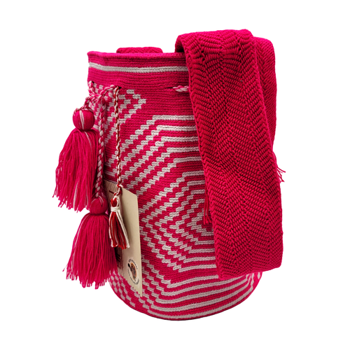 2 COLORS 🇨🇴 Colombian Large Handmade Wayuu Tribe Mochila Bucket Boho Bag RED - Picture 9 of 10