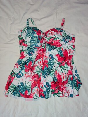 Nicole Miller Studio one piece twisted bandeau flyaway swim dress Size 3X NWT