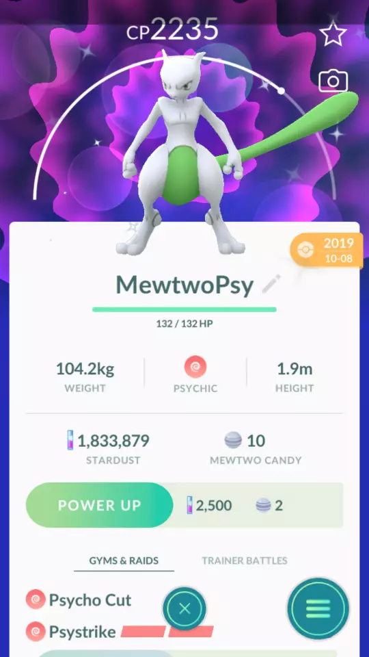 Pokemon Trade GO - Shiny Mewtwo with Legacy move Psystrike for PVP Ultra