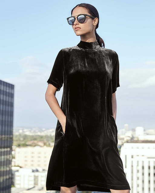 velvet mock neck dress