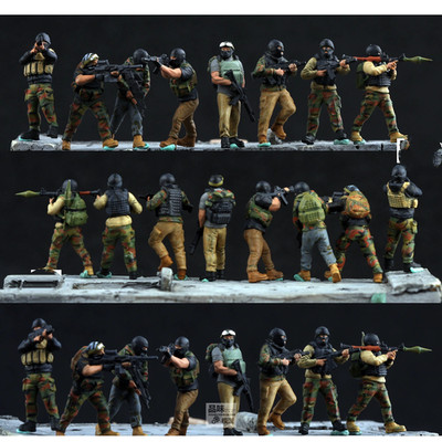 Homemade 1/72 Revolt Mercenary Squad 8 Soldiers Finished Model Ornaments Toys
