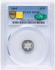 1865 SILVER 3CS PCGS MS 68