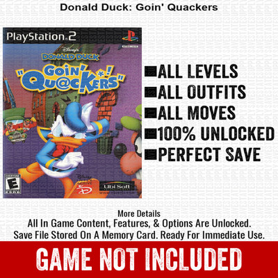 Donald Duck Goin Quackers 100% PS2 Memory Card All CHEATS ITEMS