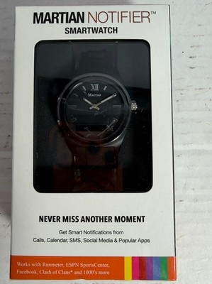 Martian Notifier Smartwatch 42mm Black Silicone Band Bluetooth iOS Android