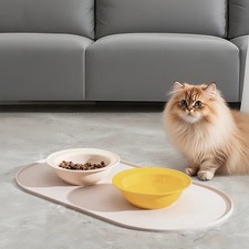 Oval Pet Feeding Mat Absorbent Non Slip Cat Dog Water Food Placemat