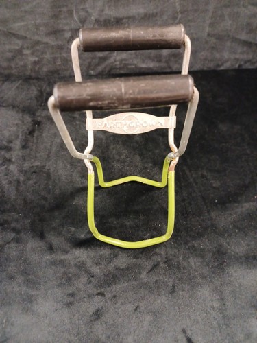 Vintage EARTHGROWN Canning Mason Jar Lifter Tongs Grabber w/Rubber Grips Green 