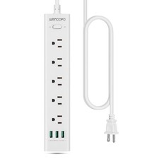 2 Prong Power Strip, 5 FT Extension Cord Surge Protector, 5 Outlets and 3 USB...
