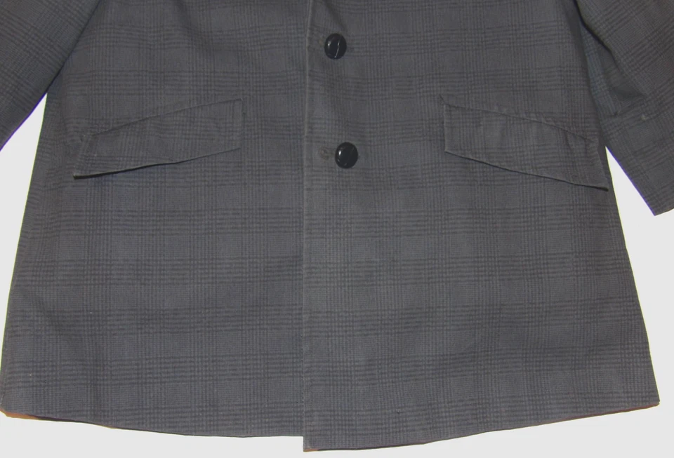 VINTAGE 1960s SEARS BOY'S TRENCH COAT! GRAY PLAID! ZIP-OUT LINER/HOOD/POCKETS 5 - Image 3 of 4