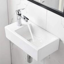Small Bathroom Wall Hung Cloakroom Ceramic White Compact Hand Wash Basin Sink