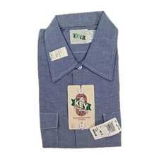 Vintage Key Imperial Shirt 17.5 34.5 Mens Long Sleeve Polyester Cotton No Iron