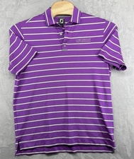 FootJoy FJ CME Group Tour Championship Polo Shirt Purple White Striped Men’s L