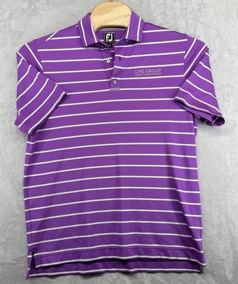 FootJoy FJ CME Group Tour Championship Polo Shirt Purple White Striped Men s L