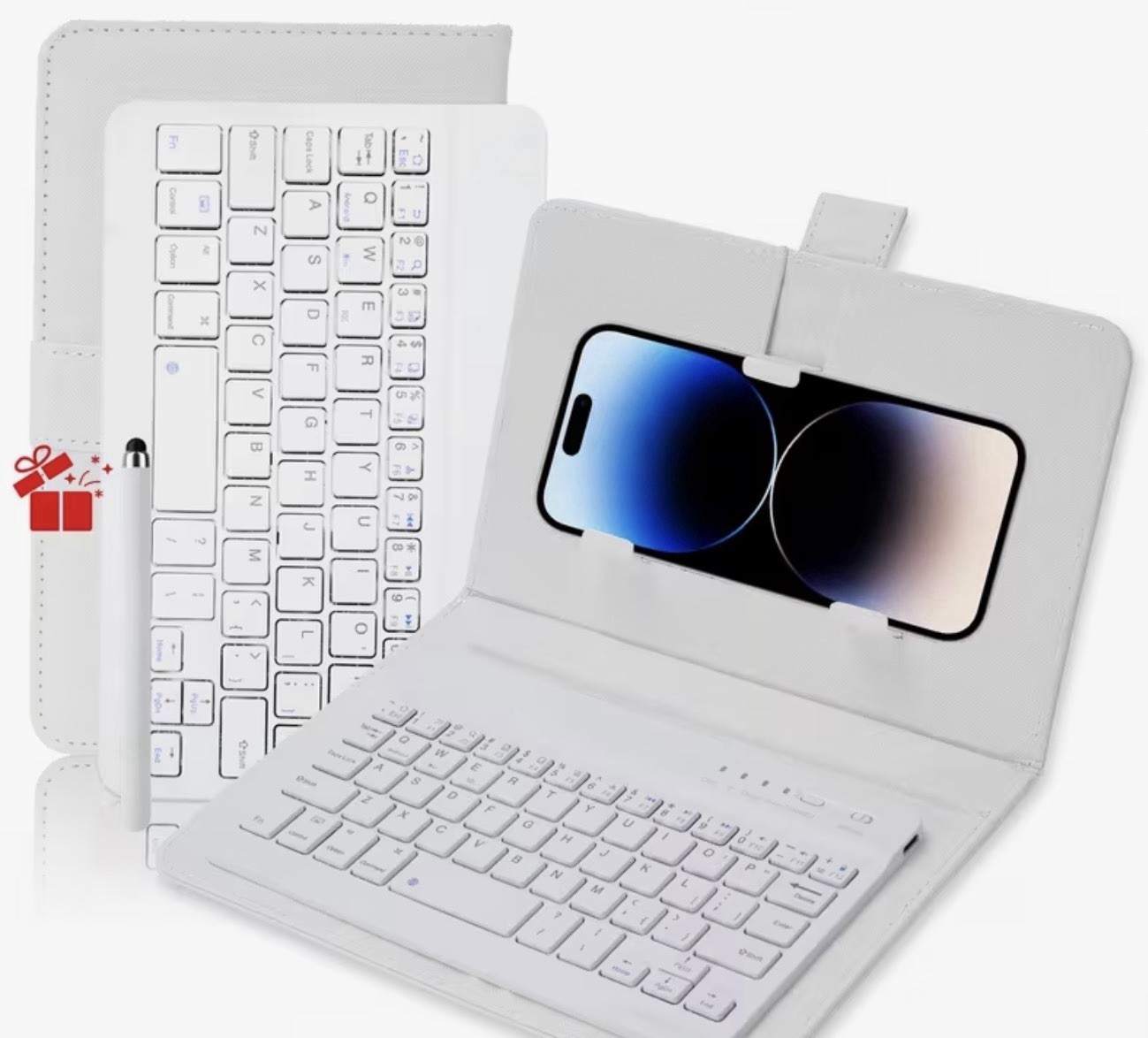 Portable Wireless Bluetooth Keyboard with Faux Leather Case 
