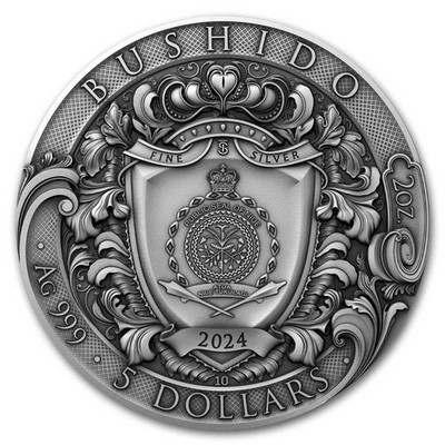 2024 Niue 2 oz Silver Antique Bushido (Gilded) w/ Box & COA | eBay