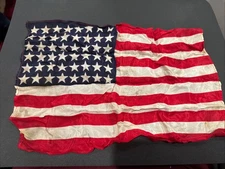 Vintage Silk Like 50 Star American Flag Handkerchief 17 x11.5  flag scarf