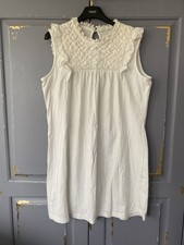 MNG White Broderie Anglaise Ruffle Sleeveless Top Size M – 100% Cotton