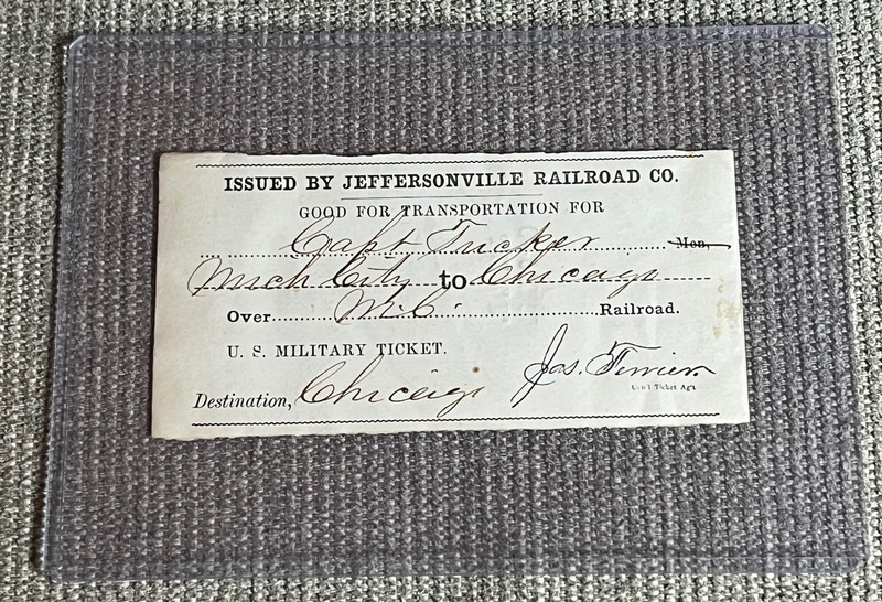 1864 Civil War U.S. Military Railroad Ticket Jeffersonville RR Pass