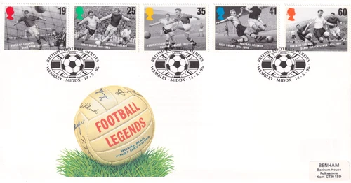 GB RM FDC: 1996 Football Legends + Wembley, Middx Cancel